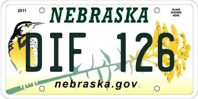 NE license plate DIF126