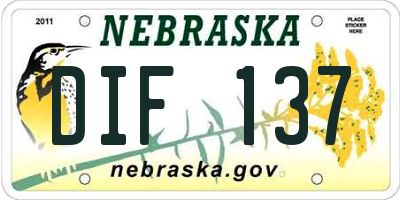 NE license plate DIF137