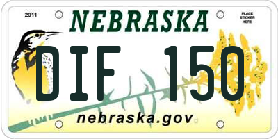 NE license plate DIF150