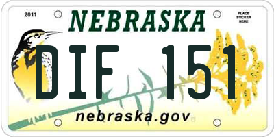 NE license plate DIF151