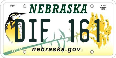 NE license plate DIF161