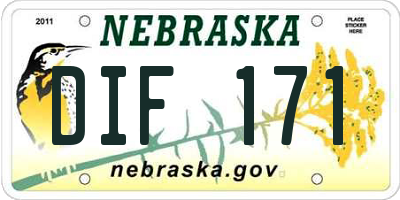 NE license plate DIF171