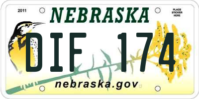 NE license plate DIF174