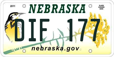 NE license plate DIF177