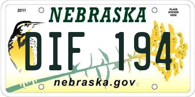 NE license plate DIF194