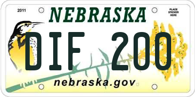 NE license plate DIF200