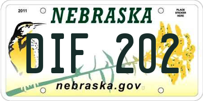 NE license plate DIF202