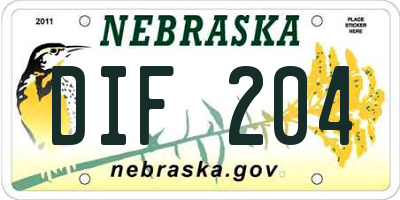 NE license plate DIF204