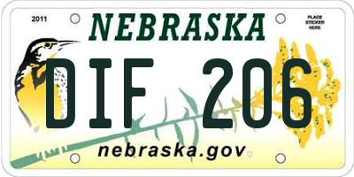 NE license plate DIF206