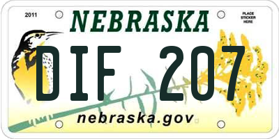 NE license plate DIF207