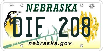 NE license plate DIF208