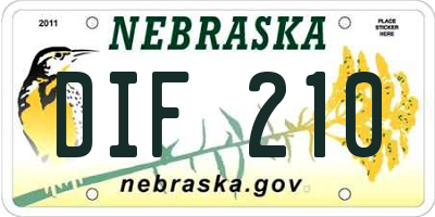 NE license plate DIF210