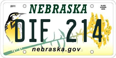 NE license plate DIF214