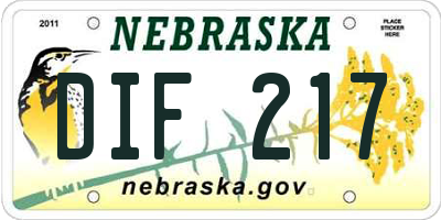 NE license plate DIF217