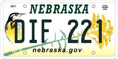 NE license plate DIF221