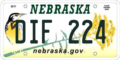 NE license plate DIF224
