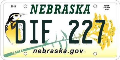 NE license plate DIF227