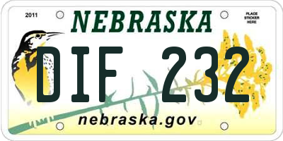 NE license plate DIF232
