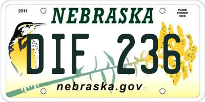 NE license plate DIF236