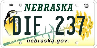 NE license plate DIF237