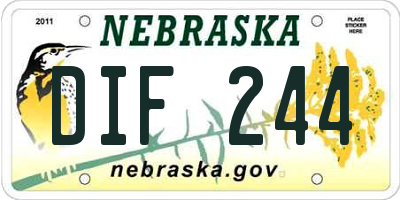 NE license plate DIF244