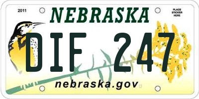 NE license plate DIF247