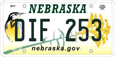 NE license plate DIF253