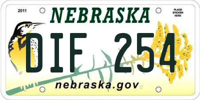 NE license plate DIF254