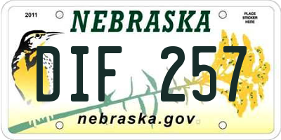 NE license plate DIF257