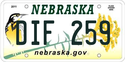 NE license plate DIF259