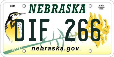 NE license plate DIF266