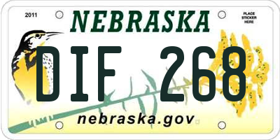 NE license plate DIF268