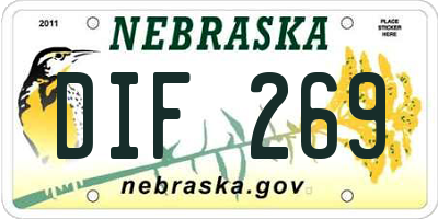 NE license plate DIF269