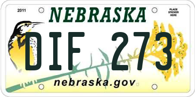 NE license plate DIF273