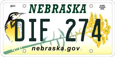 NE license plate DIF274