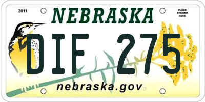 NE license plate DIF275