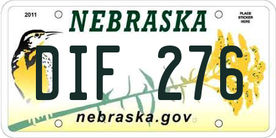 NE license plate DIF276