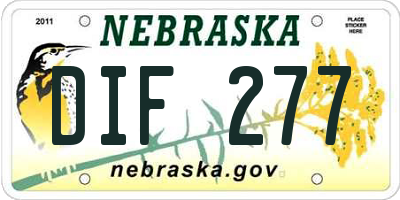NE license plate DIF277