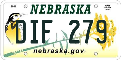 NE license plate DIF279