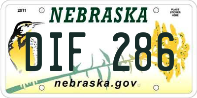 NE license plate DIF286