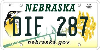 NE license plate DIF287