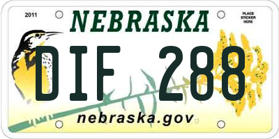 NE license plate DIF288