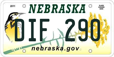 NE license plate DIF290