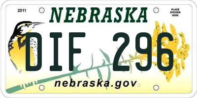 NE license plate DIF296