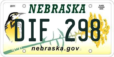 NE license plate DIF298