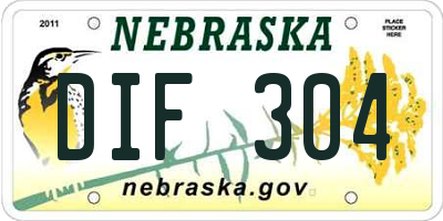 NE license plate DIF304
