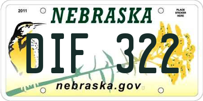 NE license plate DIF322
