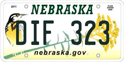 NE license plate DIF323