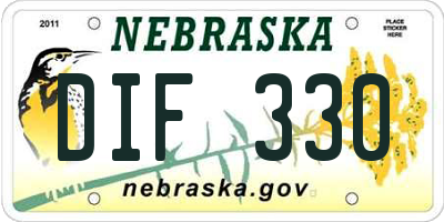 NE license plate DIF330