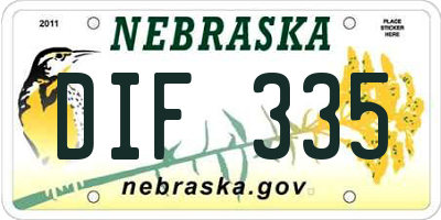 NE license plate DIF335